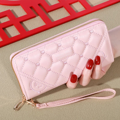 2024 New Wallet Women's European and American Card Bag Zipper Handbag Embroidered Mobile Phone Bag
