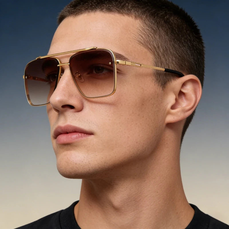 Novo metal quadrado gradiente óculos de sol moda das mulheres dos homens luxo óculos de sol esportes ao ar livre condução óculos de pesca uv400
