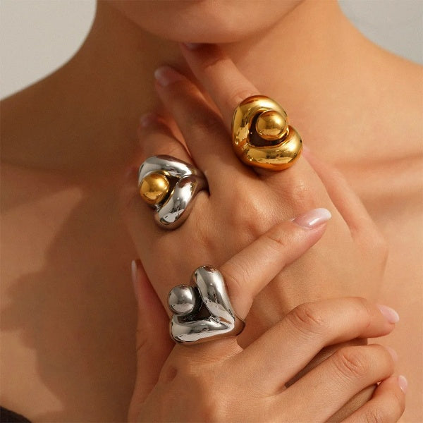 Elegant Gold-Plated Chunky Geometric Ring