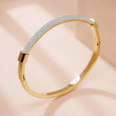 Cubic Zirconia Titanium Steel Cuff Bracelet