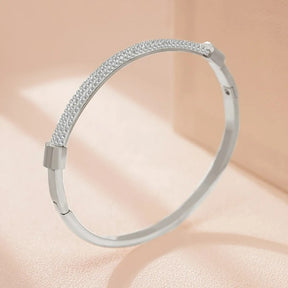 Cubic Zirconia Titanium Steel Cuff Bracelet