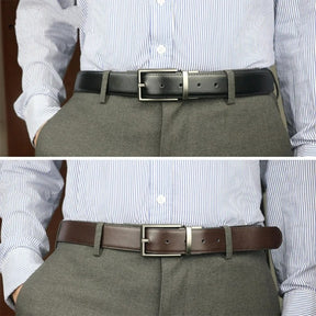 Maikun Reversible Leather Dress Belt with Rotated Buckle